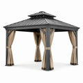 Pavillon aus Aluminium mit Polyester-Vorhängen Dunkelgrau/Beige 300x300 cm