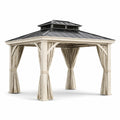 Pavillon mit Holzrahmen und Stahldach, 300x400 cm, Beige