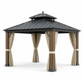 Pavillon Aluminium Stahl Polyester 3x3m Schwarz/Beige