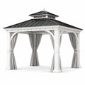 Gartenpavillon Aluminium Stahl Dach Weiß Grau 300x300 cm