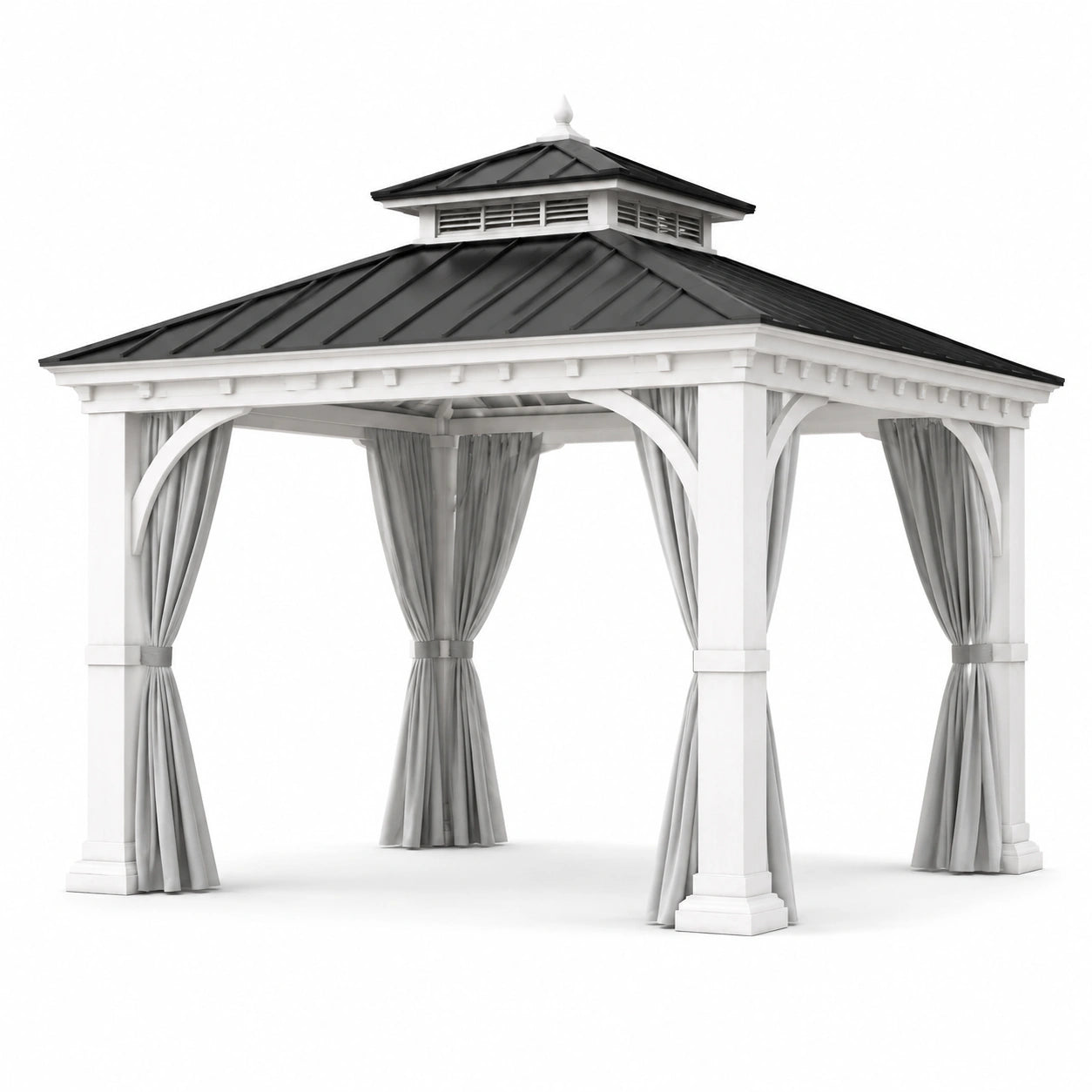 Gartenpavillon Aluminium Stahl Dach Weiß Grau 300x300 cm