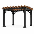 Aluminium-Pergola mit Kiefernholz Schwarz und Braun 300x400 cm