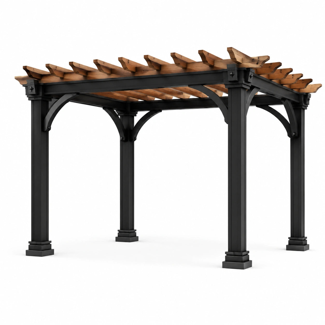 Aluminium-Pergola mit Kiefernholz Schwarz und Braun 300x400 cm