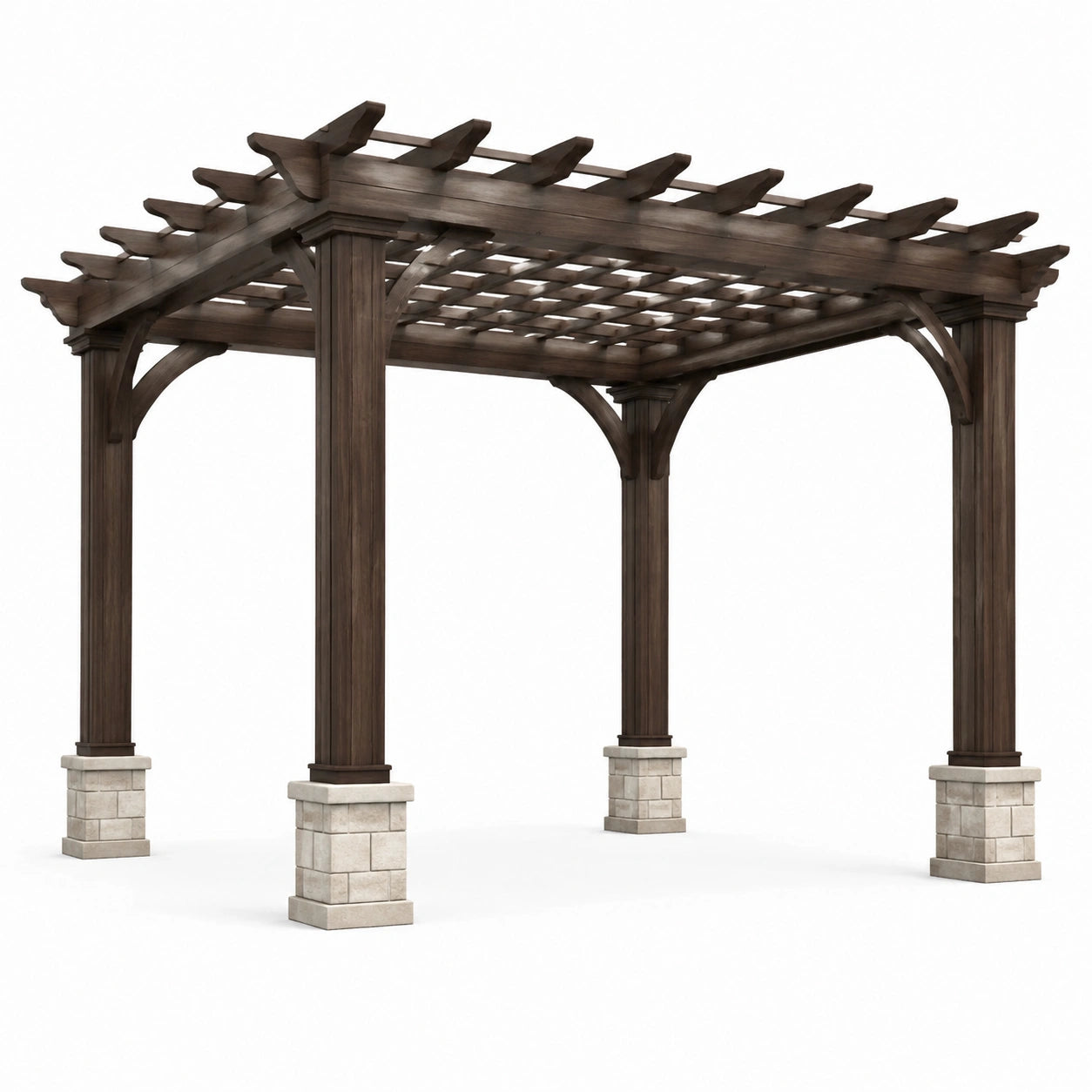 Holz- und Betonpergola 400x300 cm Dunkelbraun