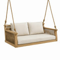 Teakholz Schaukelbank mit Baumwollpolsterung Beige