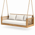 Hängesofa aus Teakholz mit Polyestersitzkissen Beige