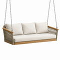 Schaukelbank 3-Sitzer aus Teakholz und Polyester Beige