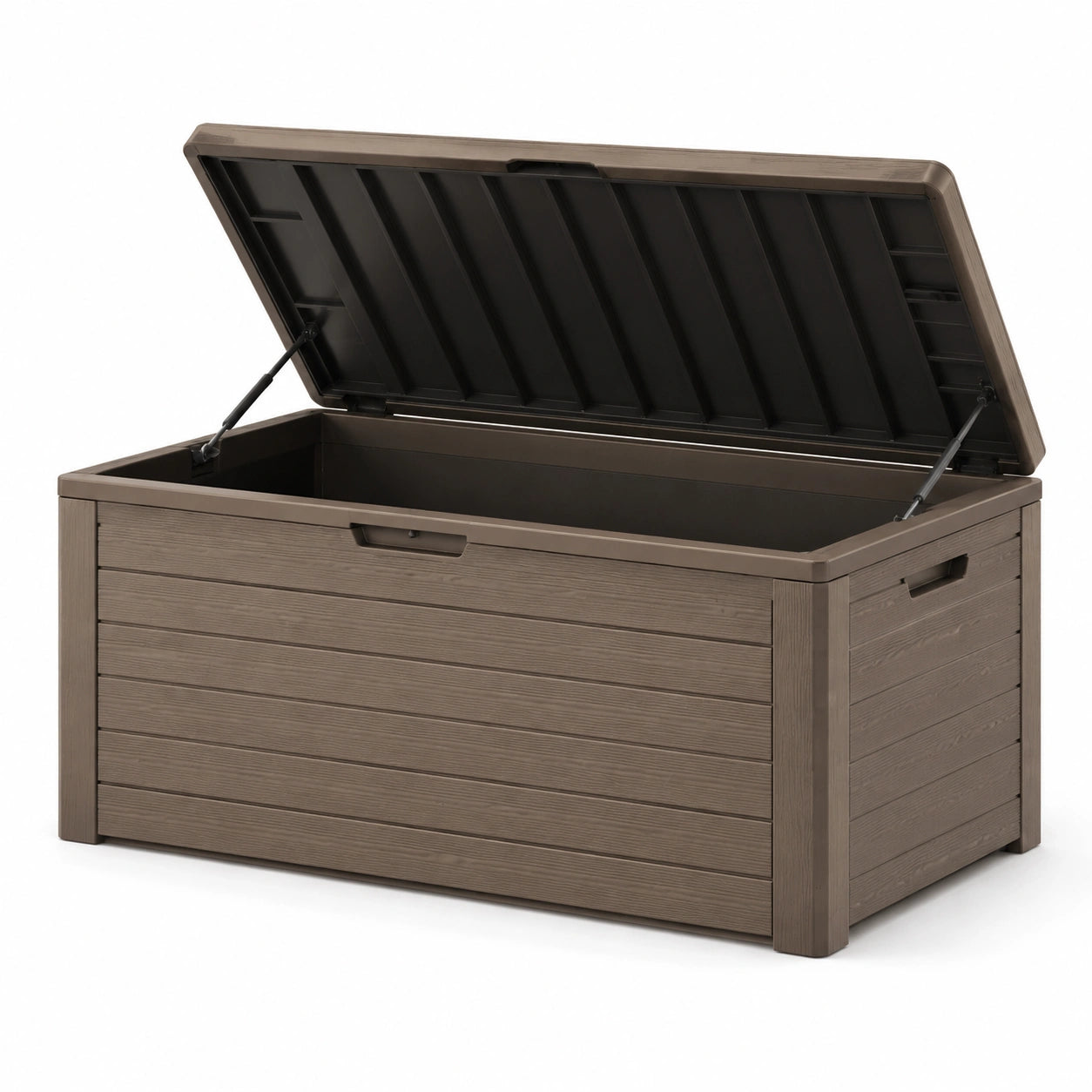Braune Kunststoff-Gartenbox mit Deckel 117 x 45 x 57 cm