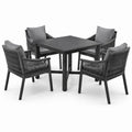 Essgruppe aus Aluminium mit Tisch und Stühlen inklusive Kissen Schwarz/Grau