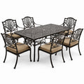 Metall-Gartenset mit Tisch und 6 Stühlen, Schwarz/Beige