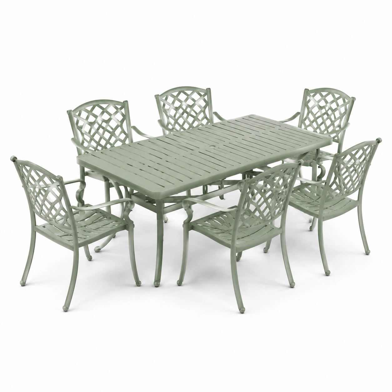 Garten-Essgruppe aus Aluminium Grün 6 Sitzer