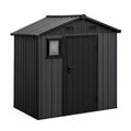 Metall Gartenhaus aus verzinktem Stahl mit Fenster und Tür Schwarz 213x130x173cm