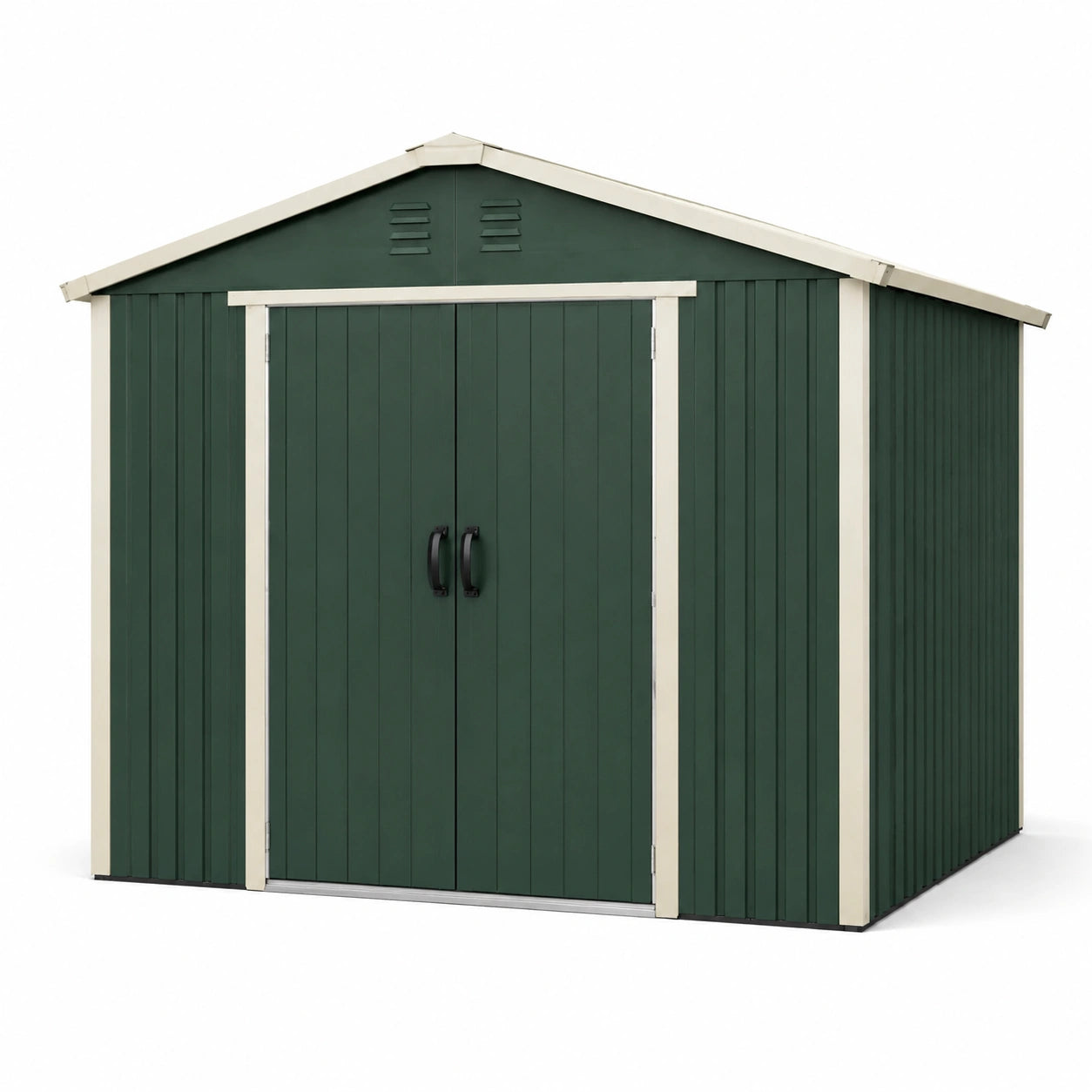 Metall-Gartenhaus Stahl Verzinkt 210x124x185 cm Grün/Beige