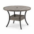 Runder Gartentisch aus Polyrattan und Aluminium, Grau, 90 cm