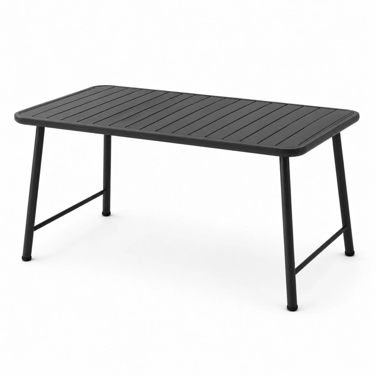 Rechteckiger Aluminium-Gartentisch Schwarz 140x80x75 cm