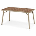 Gartentisch mit Aluminiumgestell und Teakholzplatte Braun 140x80cm