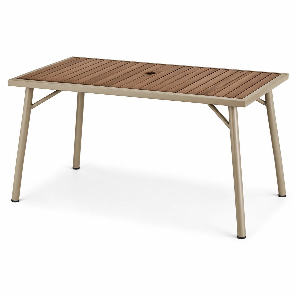 Gartentisch mit Aluminiumgestell und Teakholzplatte Braun 140x80cm