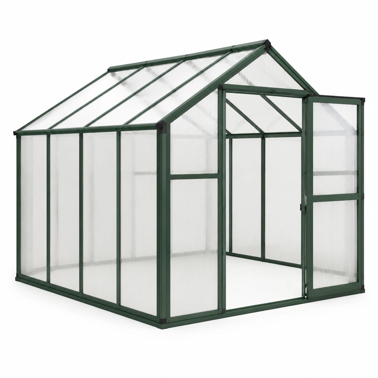 Gewächshaus Aluminium Polycarbonat Grün 190x250x195cm