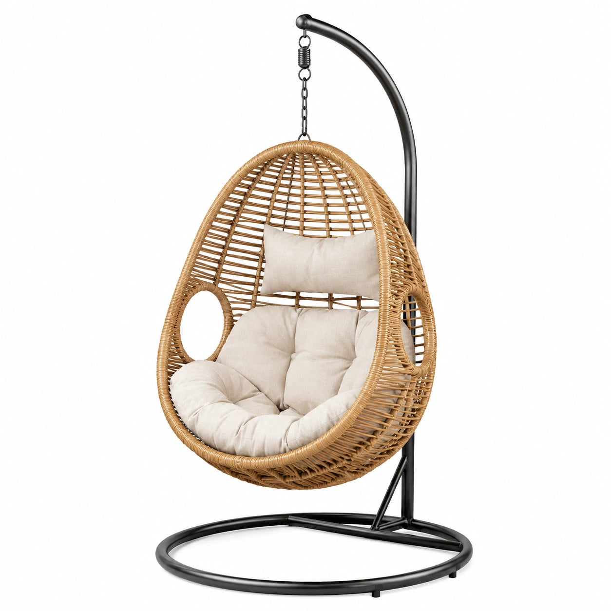 Hängesessel aus Rattan mit Kissen für Innen/Außen 195cm hoch