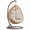Rattan Hängesessel mit Stahlgestell Beige