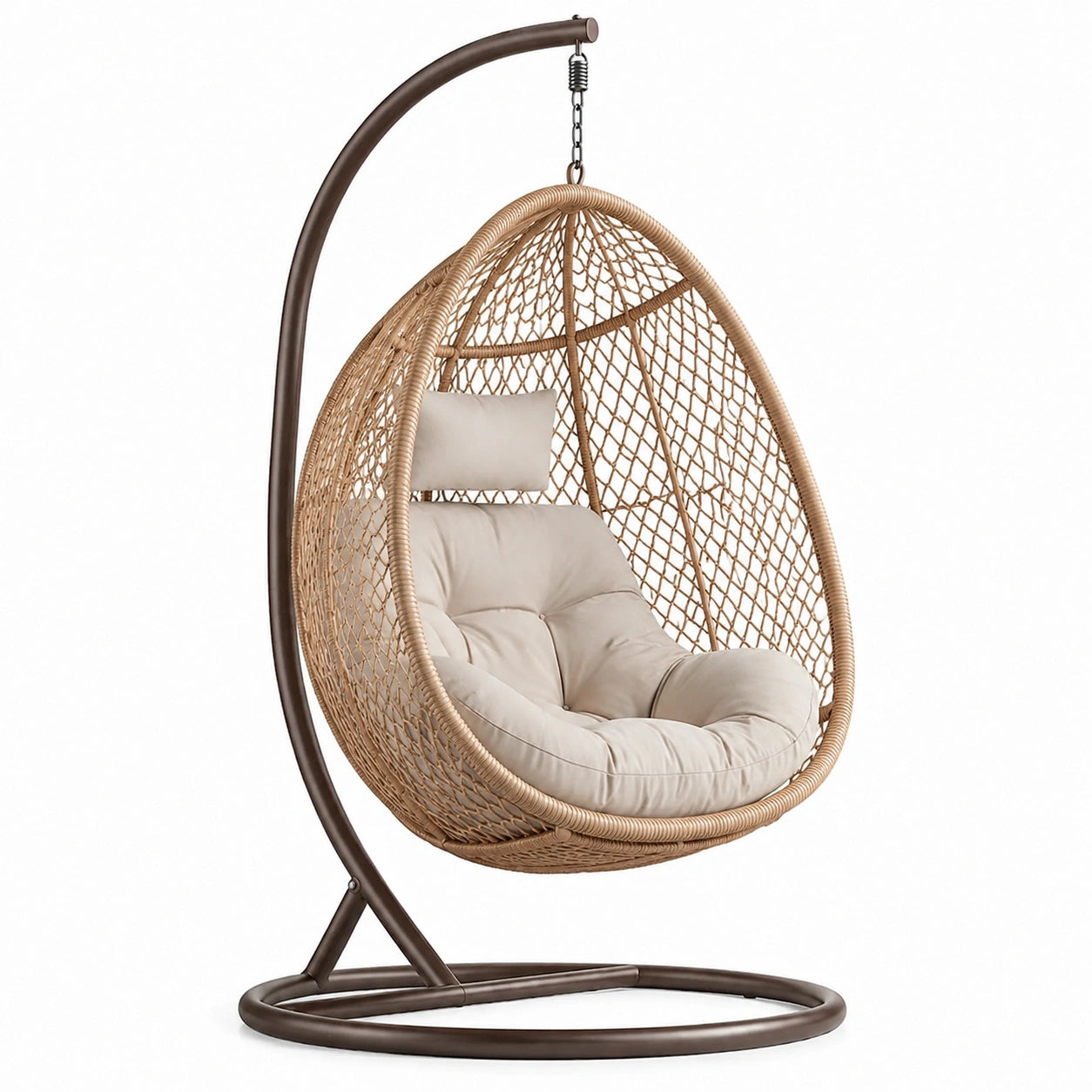 Rattan Hängesessel mit Stahlgestell Beige