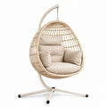 Rattan Hängesessel Beige mit Polyesterkissen